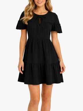 J. Crew NWT Broken-In Jersey Tiered Mini Dress Black XS BG209 🖤